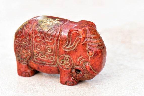 Old Vintage Jade Elephant Tao Tie Figurine Statue Il_570xn