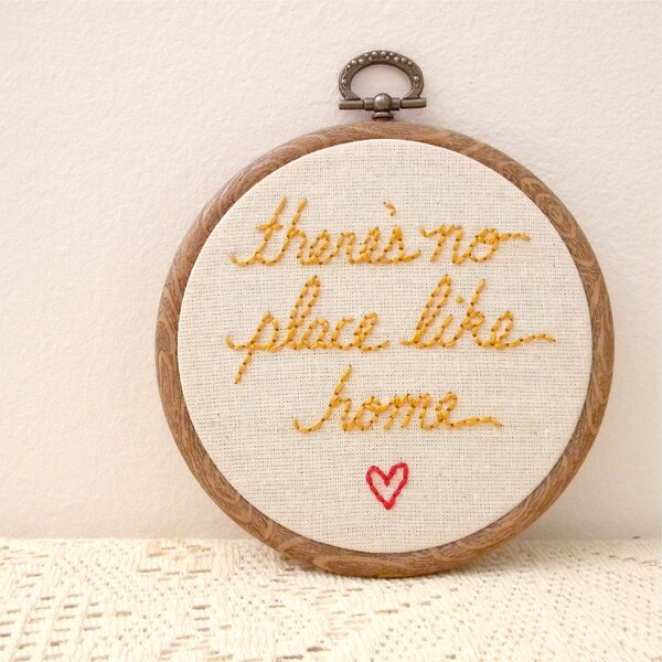 there's no place like home, embroidered wall art
