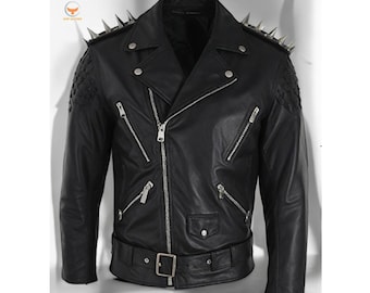 Blouson Cuir Véritable Noir Style Motard Brando - Taille Disponible, Neuf Avec étiquettes, Doublure Polyester
