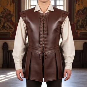 Renaissance Leather Vest | Medieval Lace-Up LARP Costume | Fantasy Tunic Armor | Ren Faire Warrior Outfit | Custom Cosplay Gear