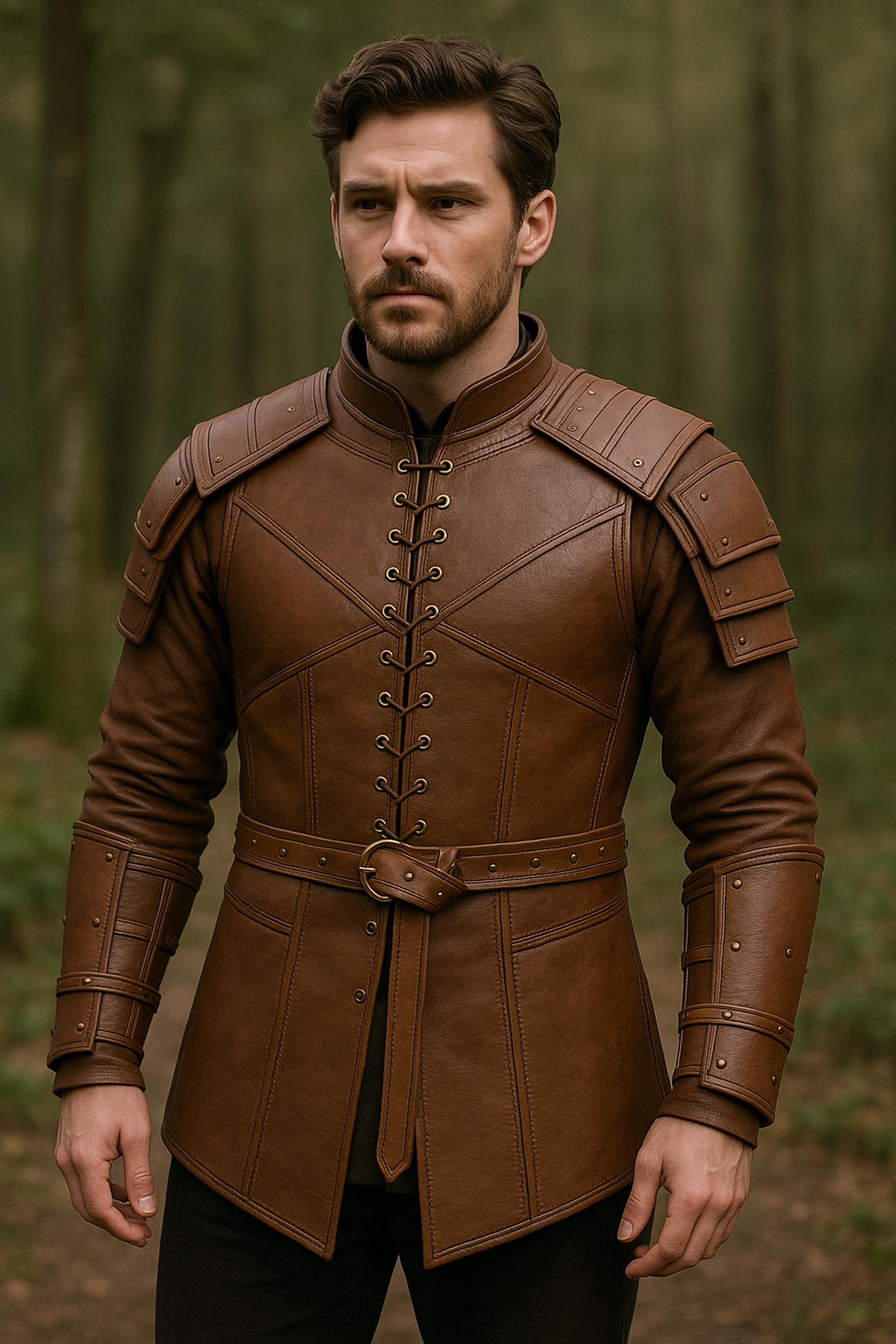 Medieval Leather Armor Jacket | Renaissance Festival Costume Brown ...