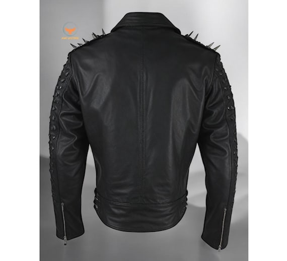 Handmade Genuine Sheep Leather Black Jacket With Devil