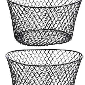 Oval metal wire orchid basket set of 2  vinyl coated white and black