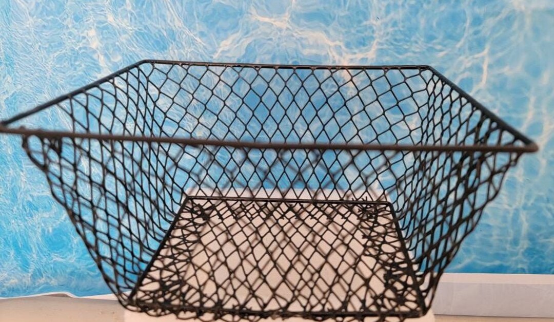 Rectangular Metal Orchid Wire Basket Set of 2 Vinyl Coated White and