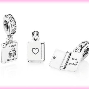 Pandora encanto cumpleaños desea tarjeta 791723CZ colgar + caja
