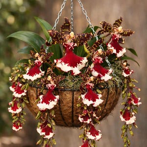 Oncidium Orchid Plant – Fragrant Red Yellow Orange Blooms, Cascading Spikes