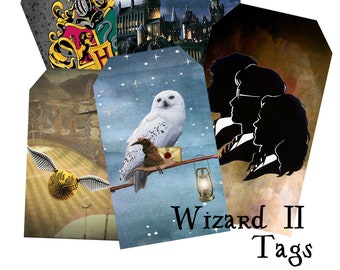 Wizard II Printable Junk Journal Tags Digital Download | Ephemera | Scrapbooking | Mini Albums | Owls | Magic