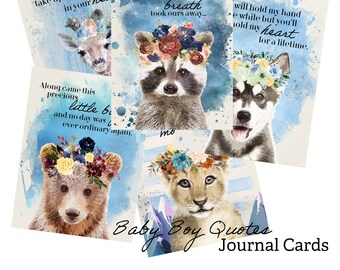 Baby Boy Printable Junk Journal Cards Digital Download | Printable Cards | Ephemera | Digital Images | Scrapbooking | Planner Cards