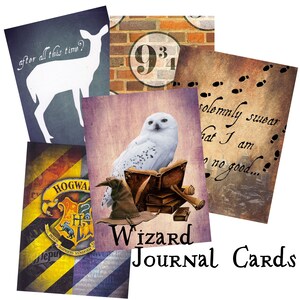 Tarjetas imprimibles de diario basura de Wizard Descarga digital / Efímera / Scrapbooking / Miniálbumes / Búhos / Magia