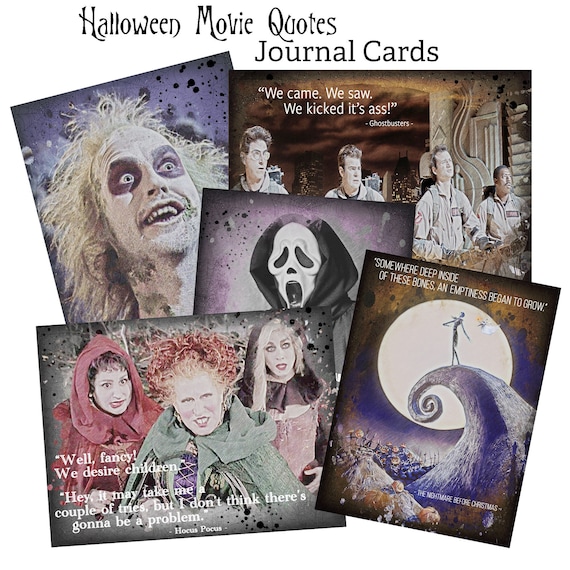 Halloween Movie Quotes Printable Junk Journal Cards Digital - Etsy