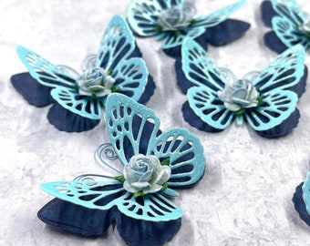 Paper Butterfly Embellishments | Baby Blue | Blue Butterfly Die Cuts | Scrapbooking | Double Layered Butterflies