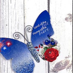 Adornos de mariposas de papel / 4 de julio / Troquelados de mariposa / Scrapbooking / Decoración de hogar y fiesta / Tierra de los libres