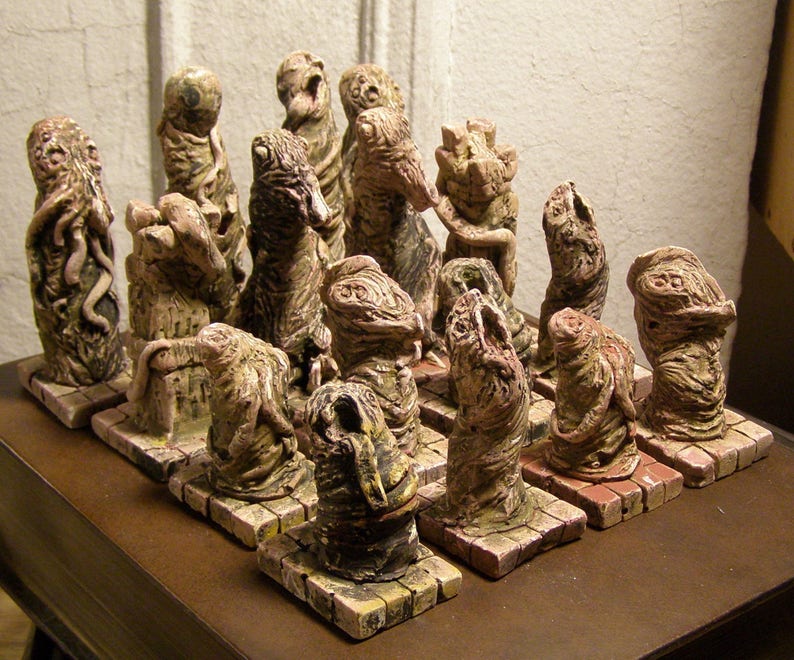 Weird Horror Chess Set in Hues of Mottled Flesh and Ivory image 5