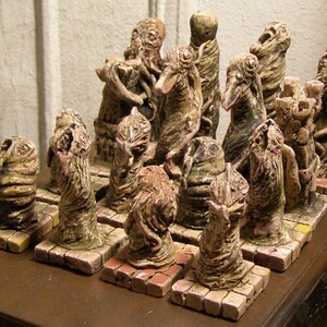 Weird Horror Chess Set in Hues of Mottled Flesh and Ivory image 3