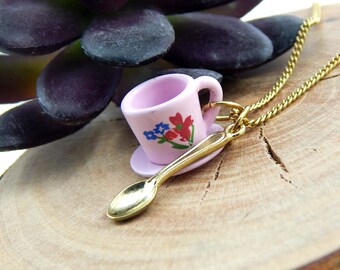 Teacup And Saucer Charm Necklace