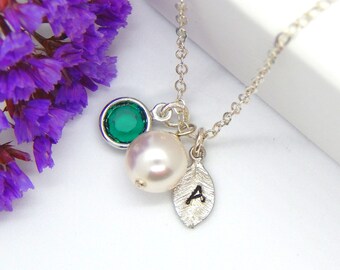 Personalized Birthstone Necklace,Initial Necklace,Bridesmaids Jewelry,Gift For Bridesmaid