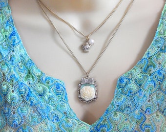 Double Strand Necklace,Cameo And Charm Necklace