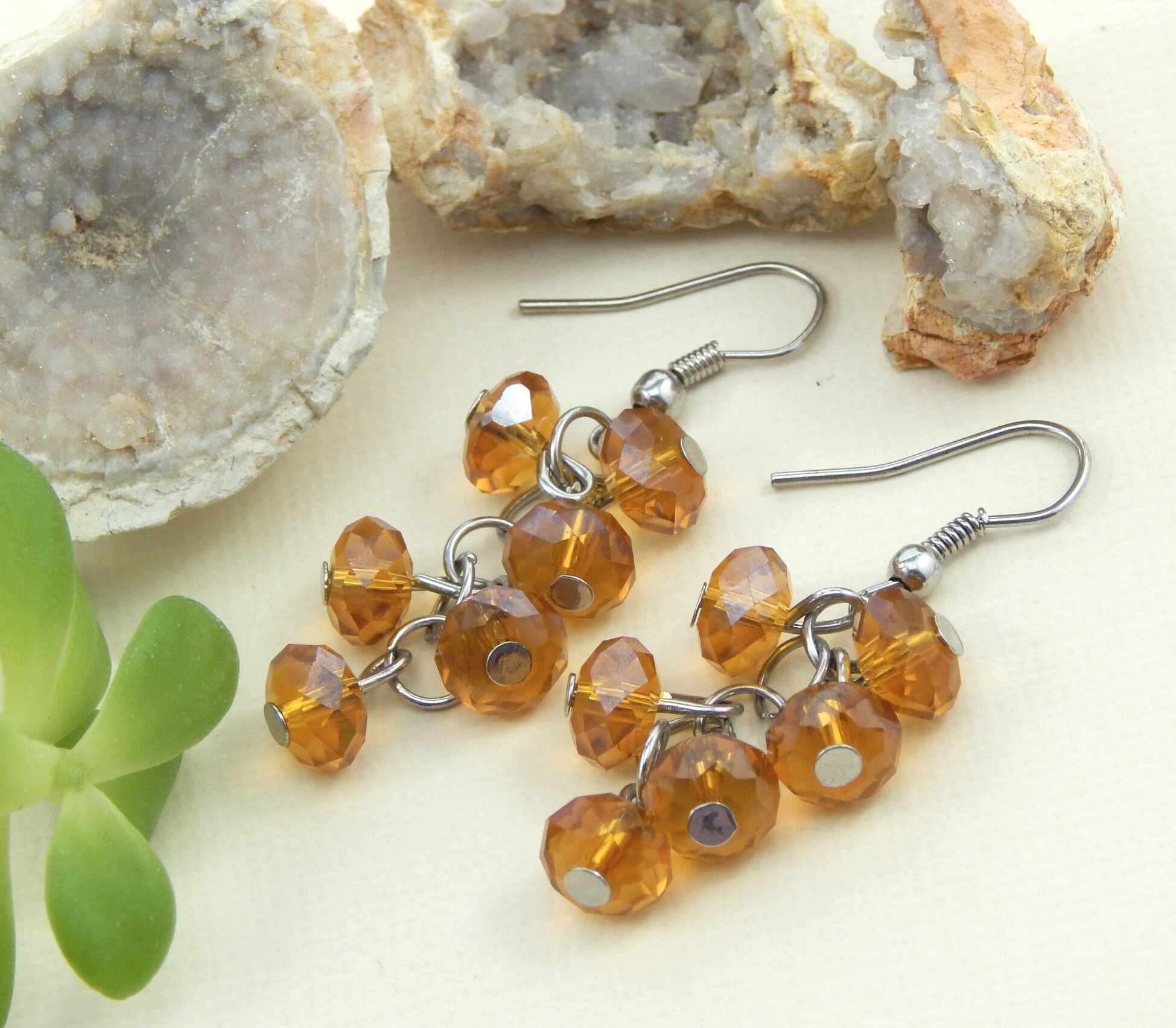 Plant shape Crystal Drop Earrings Colour Options Plant shape Crystal Drop Earrings Colour Options