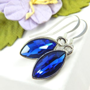 Sapphire Earrings,Sapphire Drop Earrings,September Birthstone Earrings,Light Sapphire EarringsSilver Teardrop Earrings