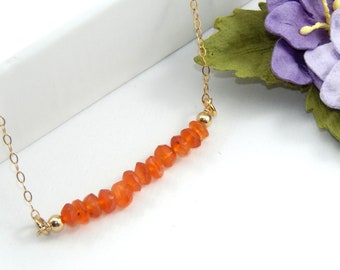 Carnelian Necklace,Carnelian Bar Necklace,Gemstone Bar Necklace,Delicate Choker,July Birthstone Necklace,Carnelian Rondelle Necklace