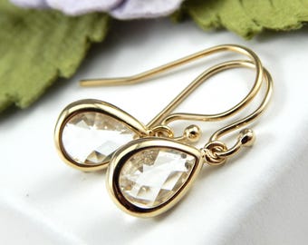 April Gold Birthstone Earrings,Birthstone Earrings,April Birthday Gift,Birthstone Jewellery