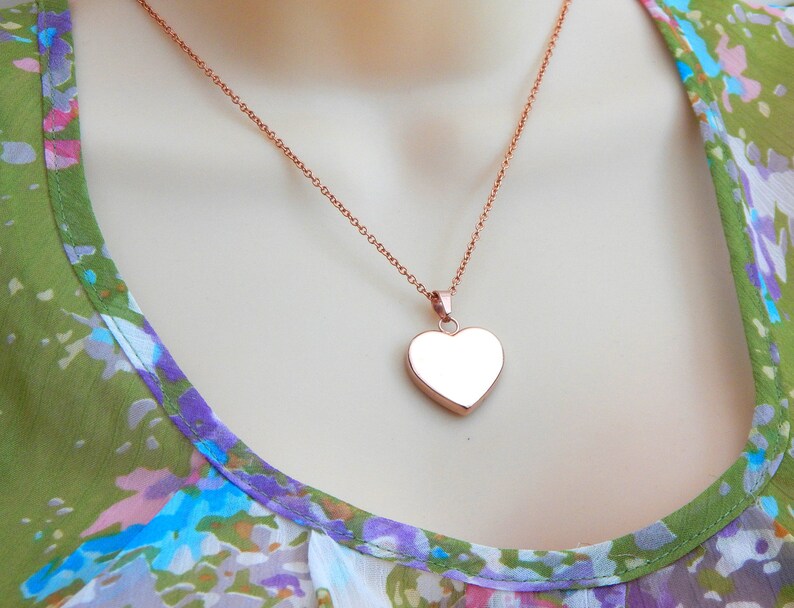 Rose Gold Heart Necklacerose Gold Heart Pendantrose Gold - Etsy