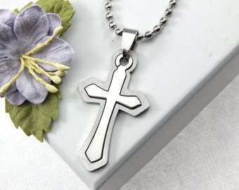 Silver Cross Necklace,Unisex Cross Necklace