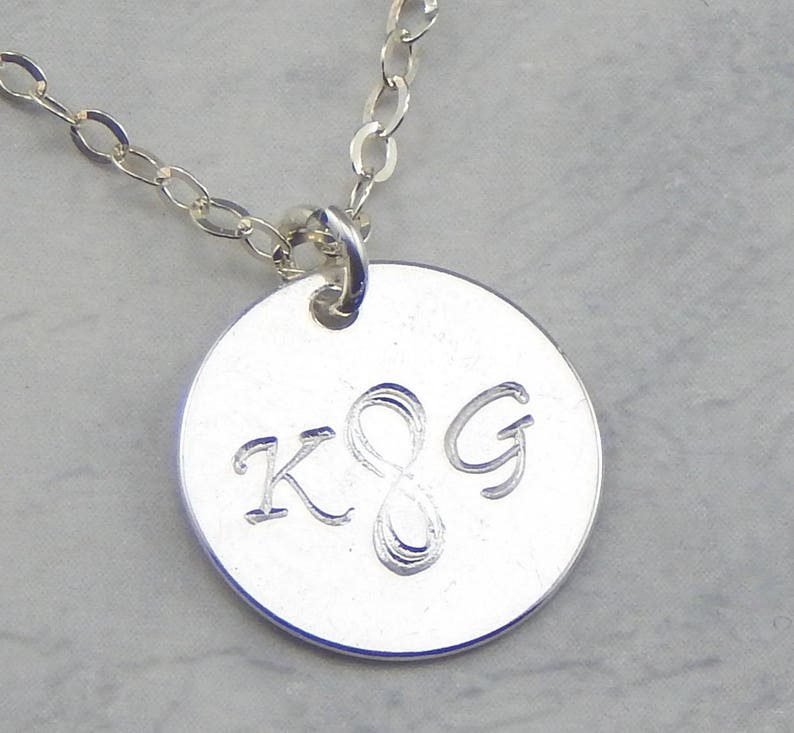 Silver disc necklace personalized Clearance