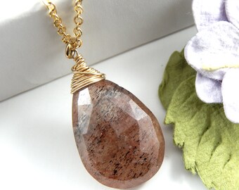 Gold Filled Imperial Black Rutilated Quartz Necklace: Wire Wrapped Gemstone