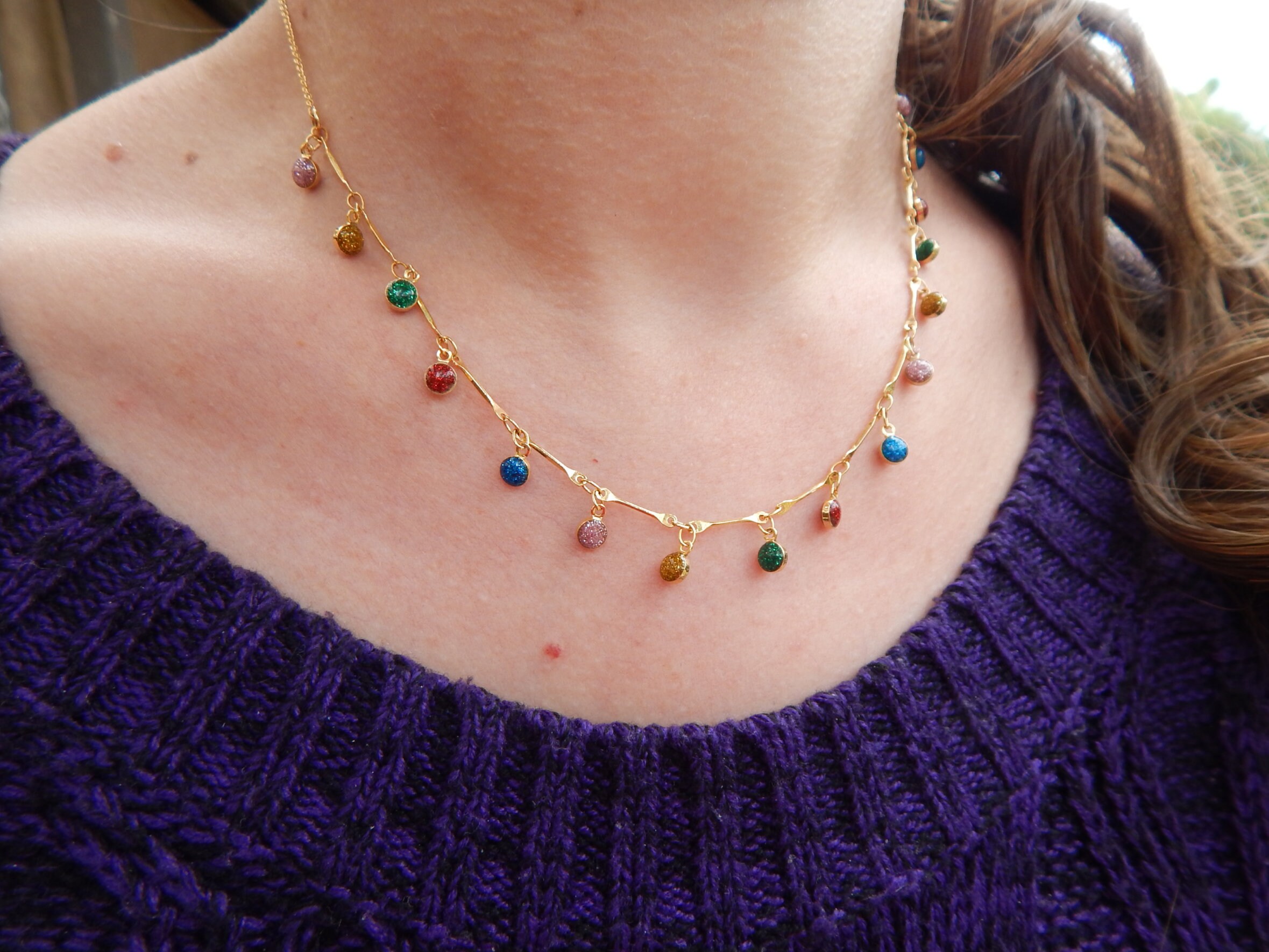 Rainbow gem necklace deals