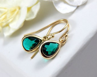 Emerald Earrings,Emerald Drop Earrings,May Birthstone Earrings,May Birthday Gift,Birthstone Jewellery