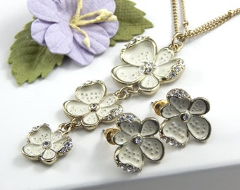 Cascade Of Flowers Necklace,Flower Necklace And Earrings Set