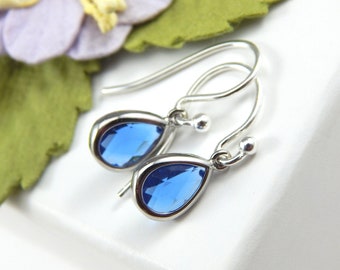 Sapphire Earrings,September Birthstone Earrings,September Birthday Gift,Sapphire Jewellery,Birthstone Jewellery