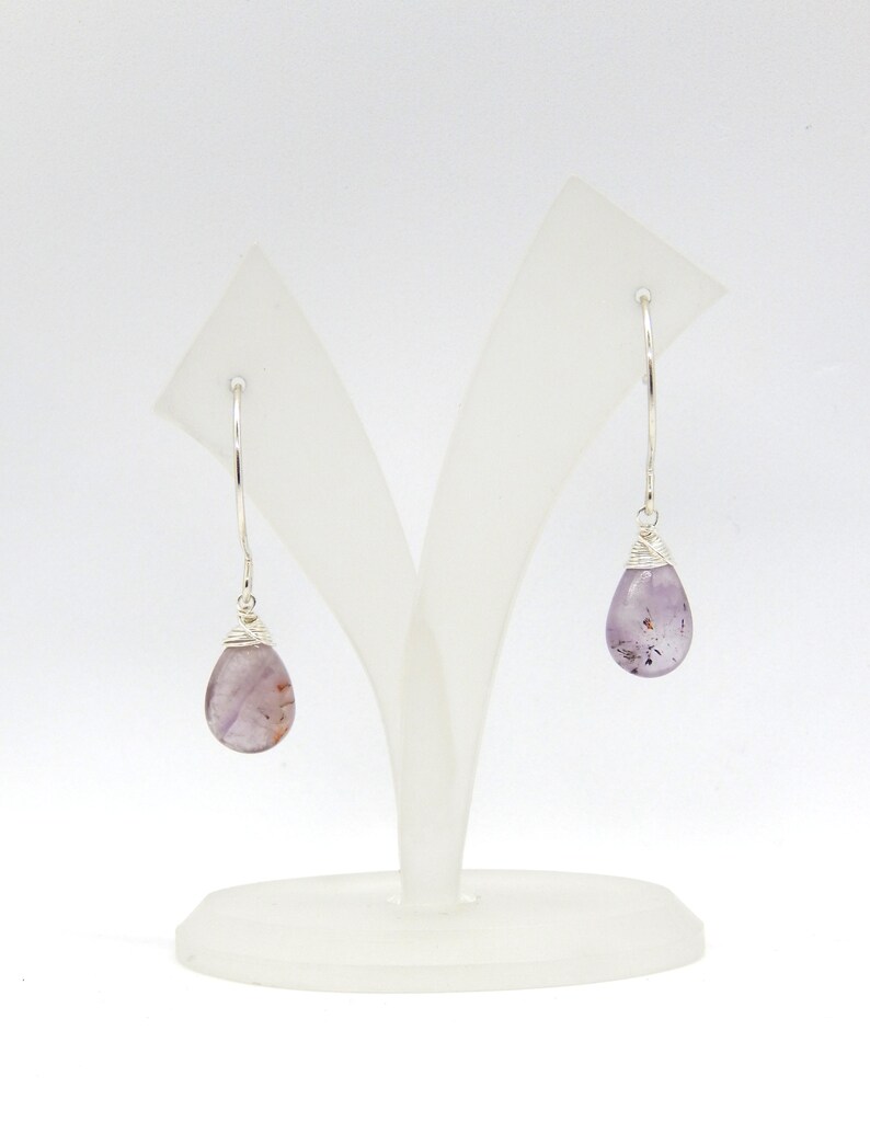 Amethyst Earrings,Moss Amethyst Earrings,Sterling Silver,February Birthstone Earrings