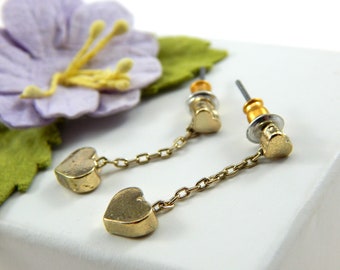 Heart Earrings,Heart Drop Earrings,Gold Heart Earrings,Tiny Gold Heart Earrings,Post Earrings