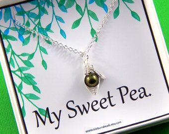 One Pea in a Pod Necklace,1 Pea In A Pod Necklace Gift ,New baby Gift,Birthstone Pea Pod,Friendship Necklace,Baby Shower Gift