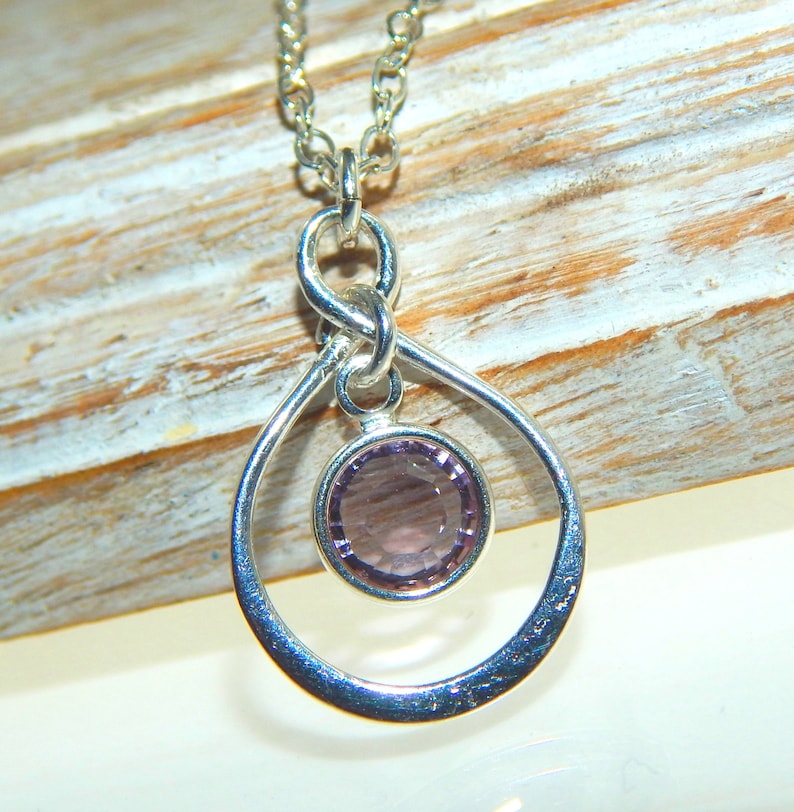 Sterling Silver Shimmering Circle Mom Necklace With Personalized Birthstones by JEWLR