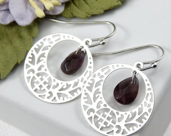 Amethyst Earrings, February Birthstone, Silver Amethyst Earrings, Amethyst Jewelry, Gemstone Jewelry