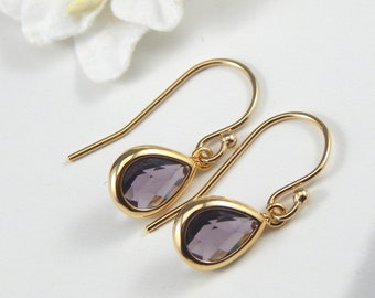 Amethyst Earrings,February Birthstone Earrings,February Birthday Gift,Teardrop Earrings,Purple Teardrop Earrings,Birthstone Jewelry