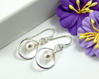 infinity earrings,Pearl Infinity Earrings, Sterling Silver Earrings,Choose Your Color Pearl