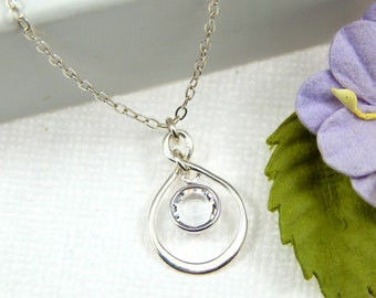 April Birthstone Necklace, April Birthstone Jewelry,Diamond Necklace, April Birthday Gift