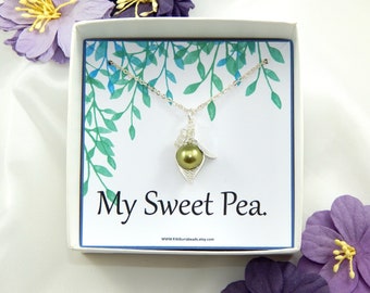 Pea Pod Necklace,One Pea In A Pod Necklace,1 Pea in a Pod Necklace,Only Child Necklace,Expectant Mom Gift,Sweet Pea in a Pod,Mom of one gift