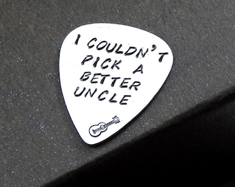 Hand Stamped Guitar Pick Gift for Uncle, Hand Stamped Plectrum Gift for Uncle