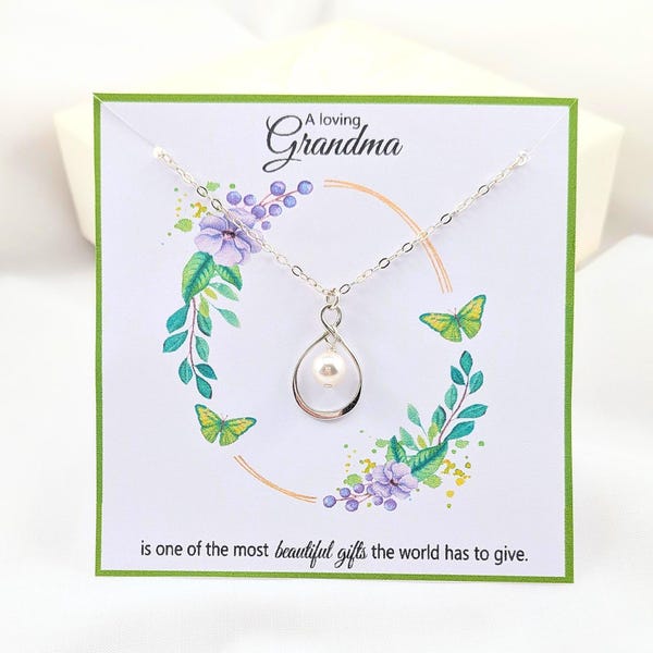 Grandma Sterling Infinity Necklace,Grandma Necklace,Grandmother Necklace,Grandma Mothers Day Gift