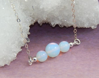 Opalite Moonstone Necklace,June Birthstone Necklace,Moonstone Bar Necklace,Layering Necklace,Moonstone Necklace