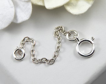 May include: A silver chain extender with a lobster clasp and a jump ring. The extender is about 2 inches long.