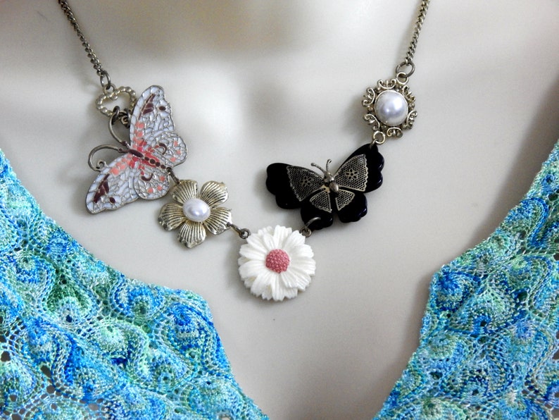 Butterfly And Flower Charm Necklace