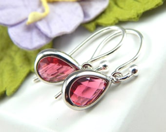 Ruby Earrings,July Birthstone Earrings,July Birthday Gift,Teardrop Earrings,pink Teardrop Earrings,Birthstone Jewellery
