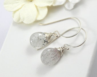 Amethyst Earrings,White Moss Amethyst Earrings,February Birthstone Earrings,White Amethyst Quartz Earrings