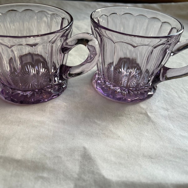 Vintage pair of amethyst purple glass cups / small glasses